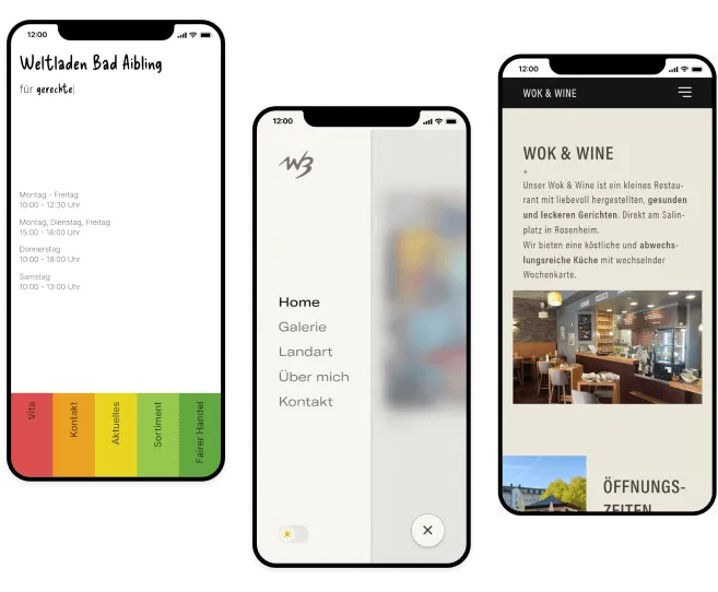 Smartphones zeigen Webseiten an